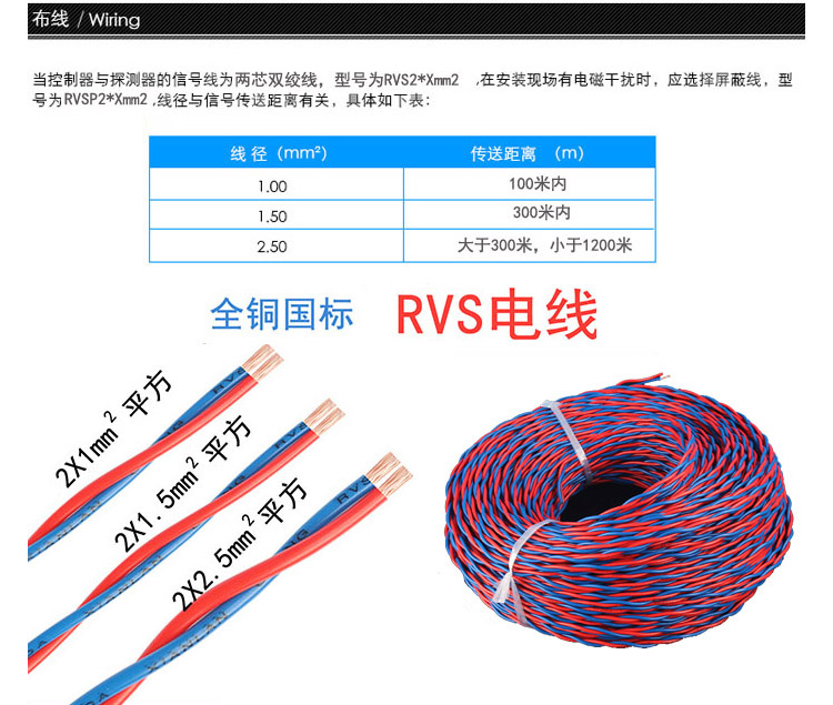 有毒氯化物氣體報警器采用兩芯線
